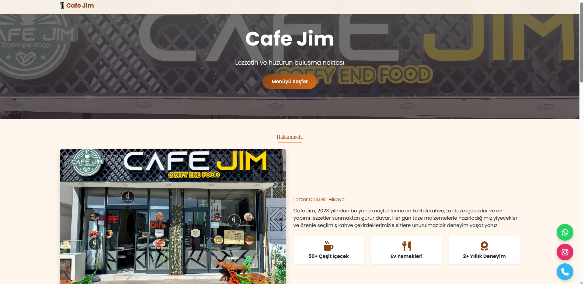 Cafe Jim Websitesi Görseli