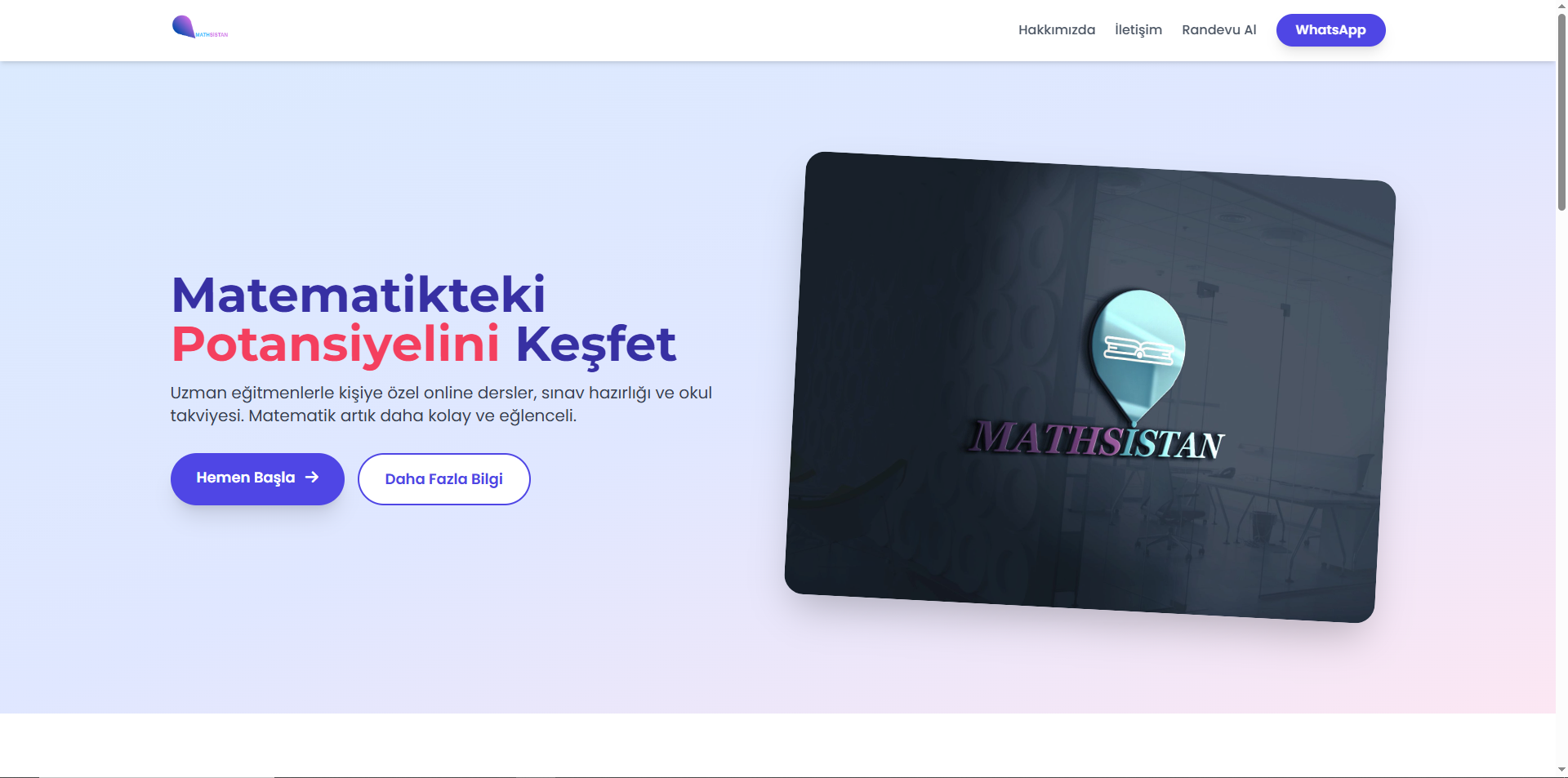 Mathsistan Websitesi Görseli